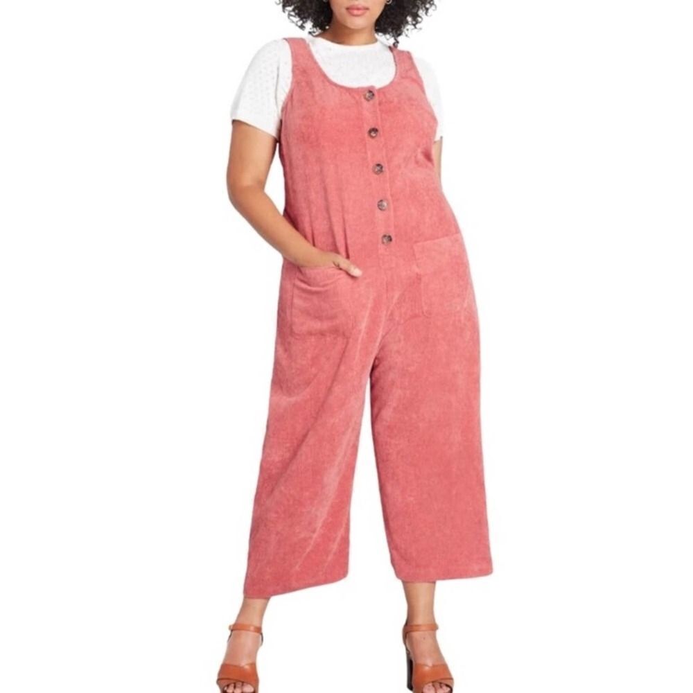 ModCloth As You Wish Cropped Wide Leg Jumpsuit Small NWT Sleeveless Corduroy